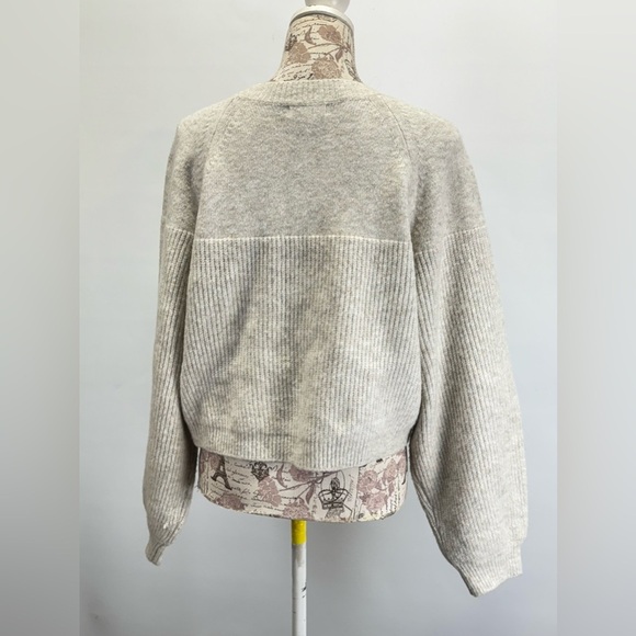 TOPSHOP Cream mixed stitch balloon sleeve crop sweater size S - Picture 9 of 14